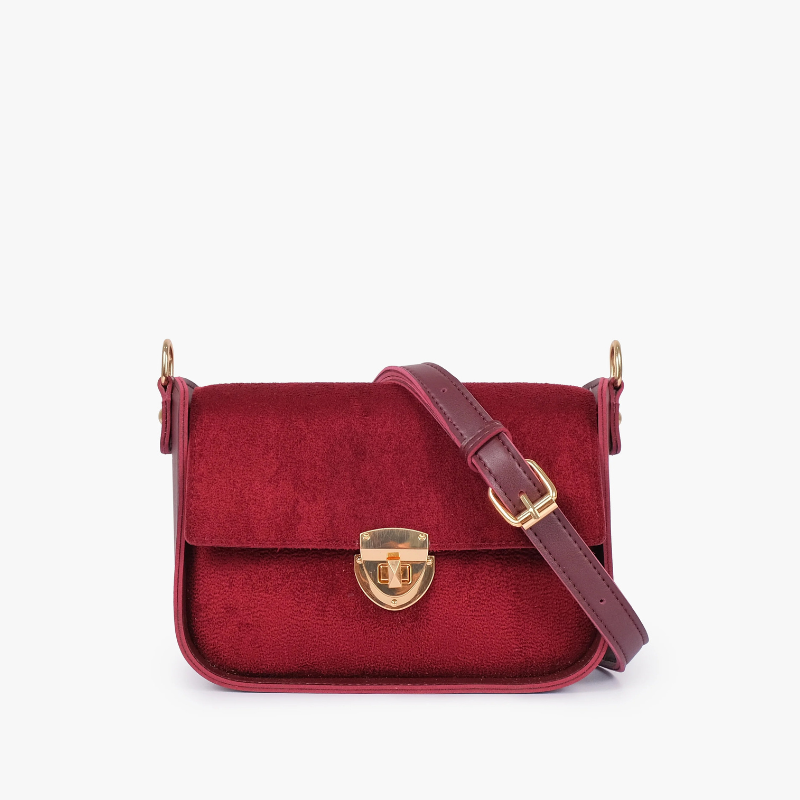 Burgundy  Saddle Bag with Twist Lock Closure