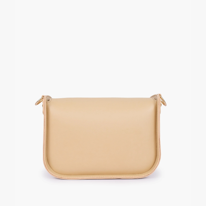 Off-White Saddle Bag with Twist Lock Closure