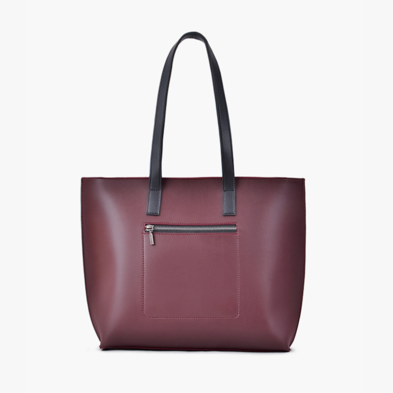 Stylish Burgundy Long-Handle Tote Bag