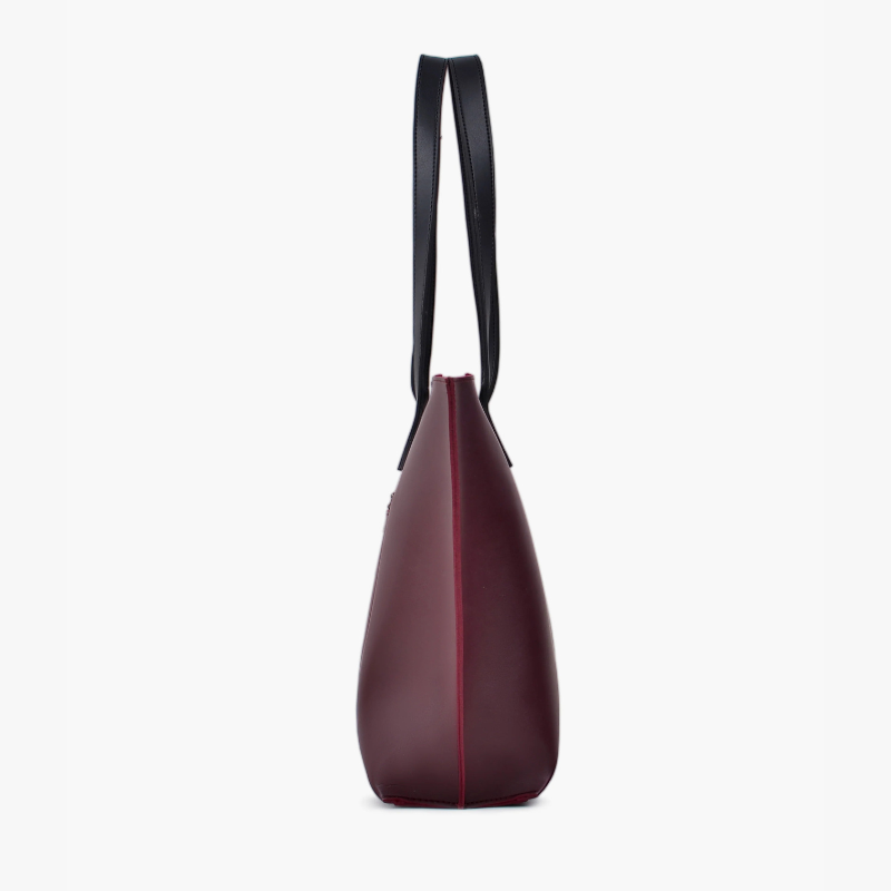 Stylish Burgundy Long-Handle Tote Bag